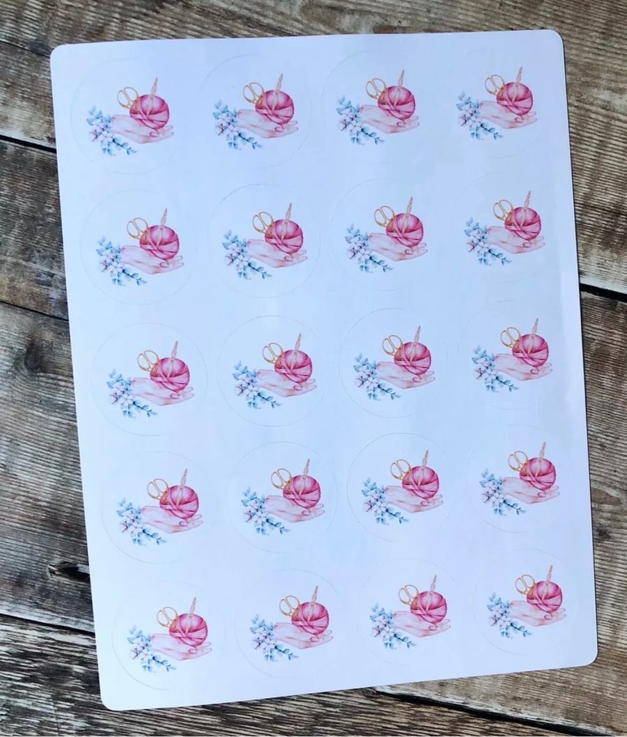 Crochet themed sticker sheet 20 per sheet