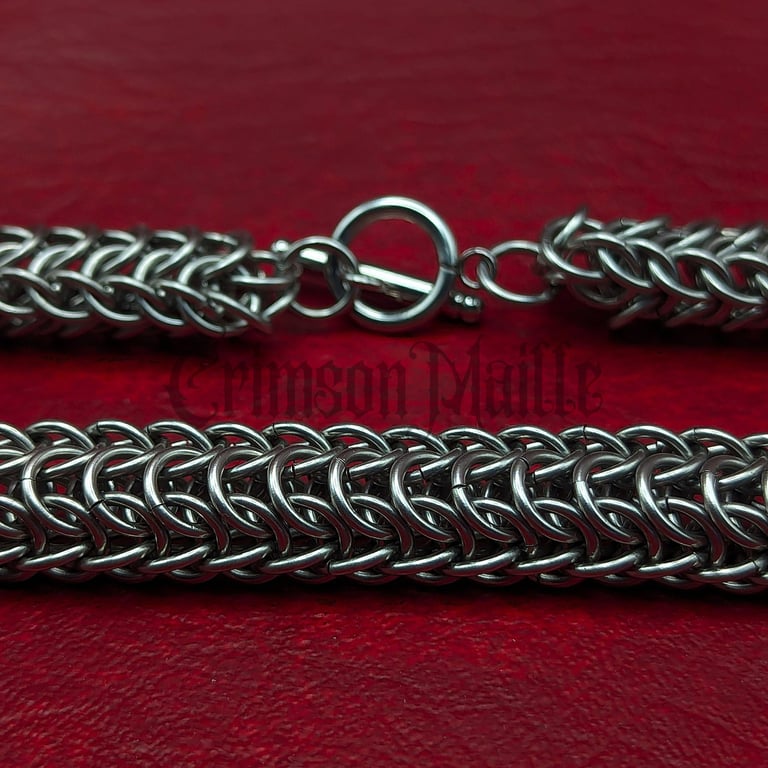 Stainless Steel Chainmaille Necklace Persian Dragonscale for Men and Women