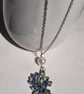 Vintage-Style Fashion Imitation Pearl and Blue rhinestone Pendant Necklace 
