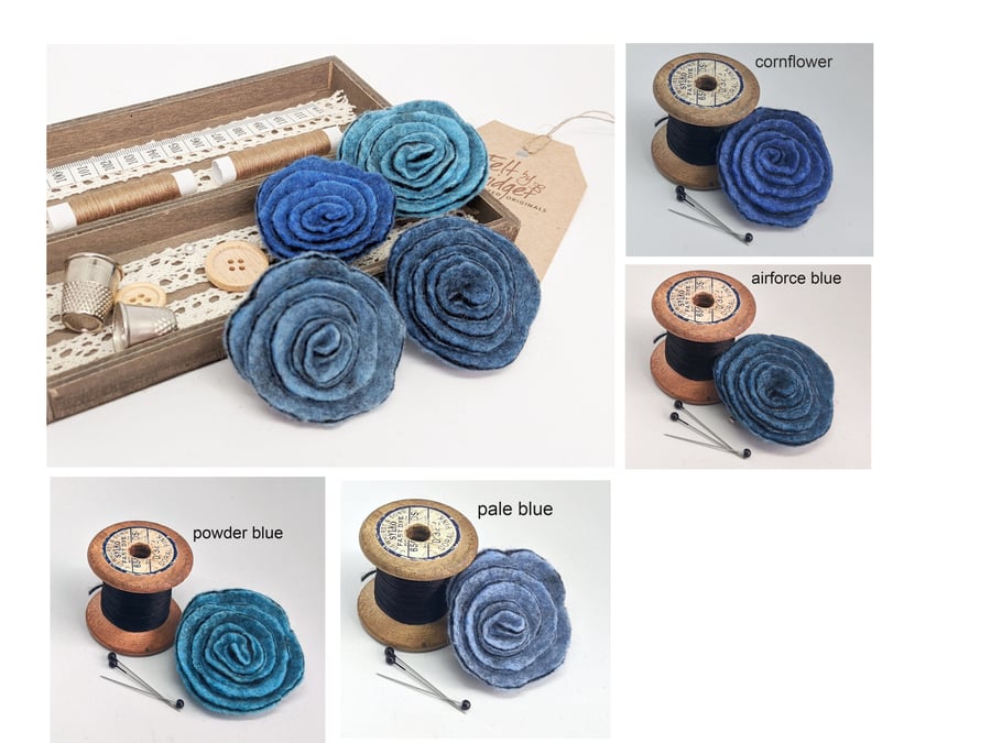 Art deco inspired rose brooch - the blue selection