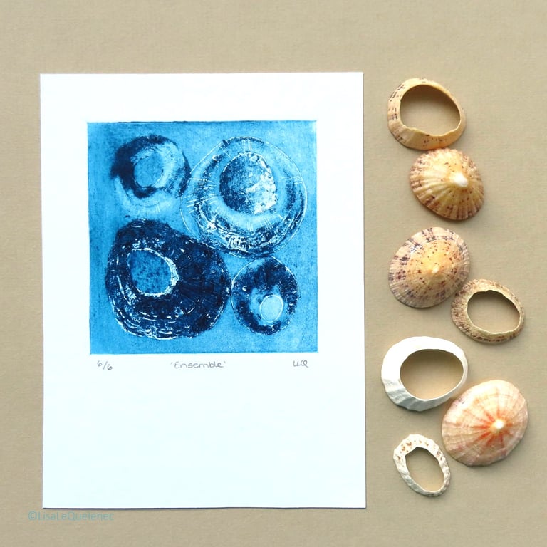 Limpet collagraph print no.6 of a varied edition of 6 seaside art