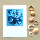 Limpet collagraph print no.6 of a varied edition of 6 seaside art