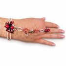 Red Spider Hand Chain – Beaded Ring and Bracelet