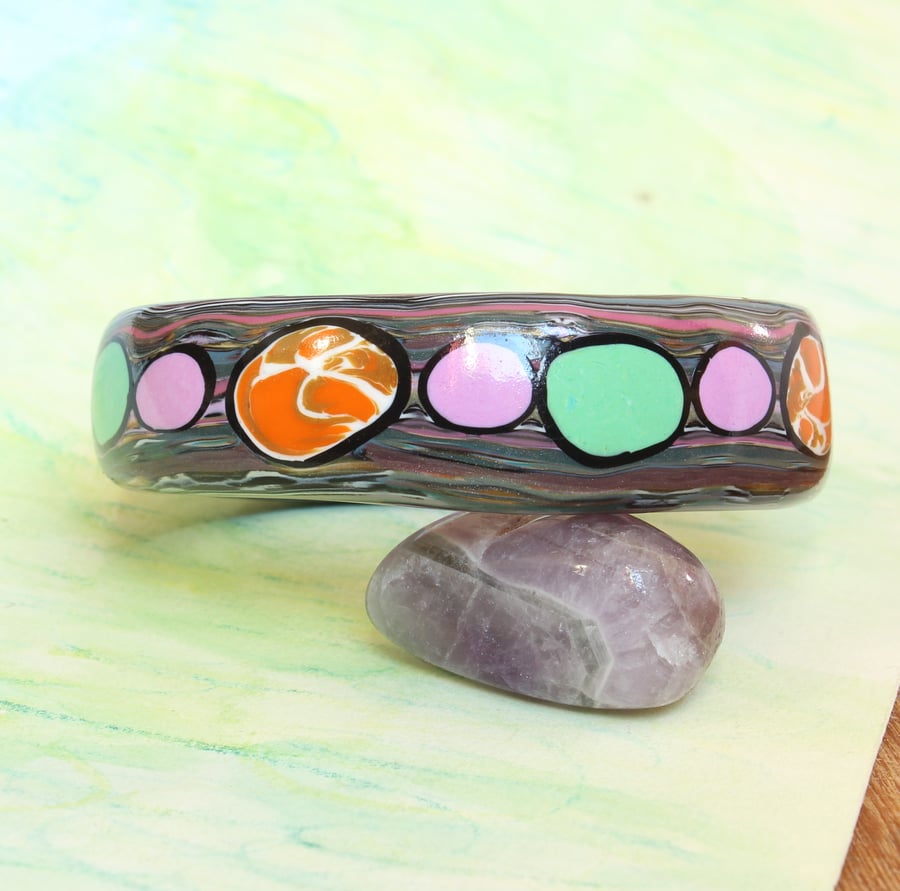 Orange, Green and Purple Colours - Designer Chunky Bangle