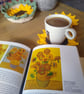 Set of 4 Crochet Sunflower Coasters and Basket  - Image 7