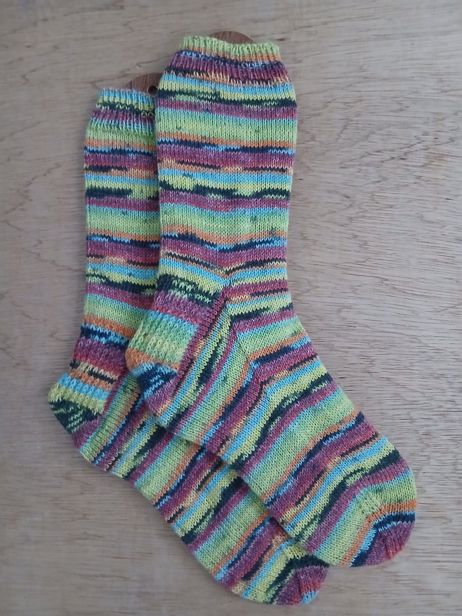 Socks, hand knitted, Med-Large, adult size 7-8