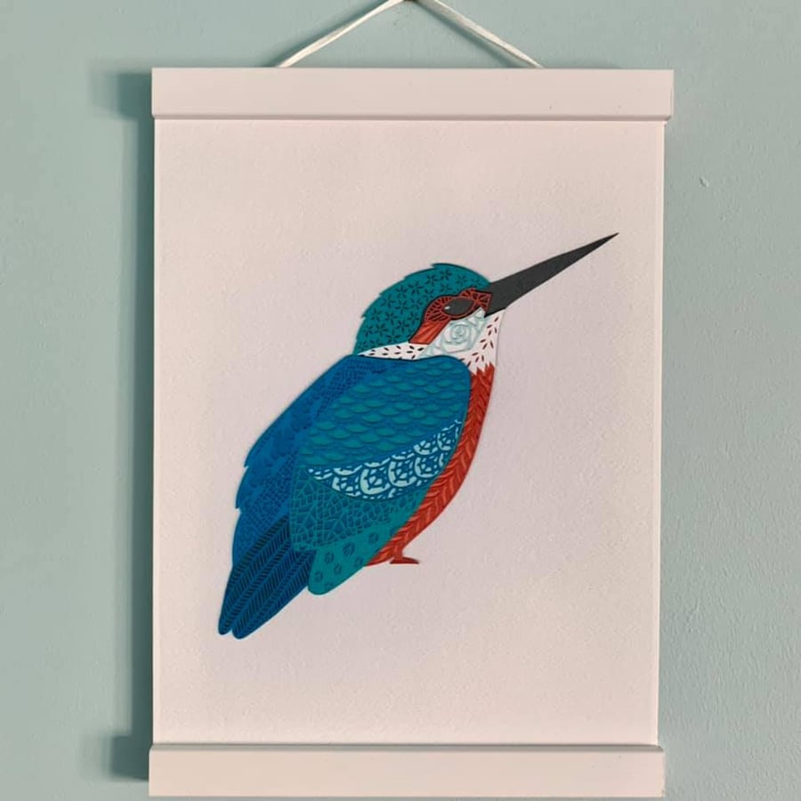 "Kingfisher" Papercut Fine Art Print - A4