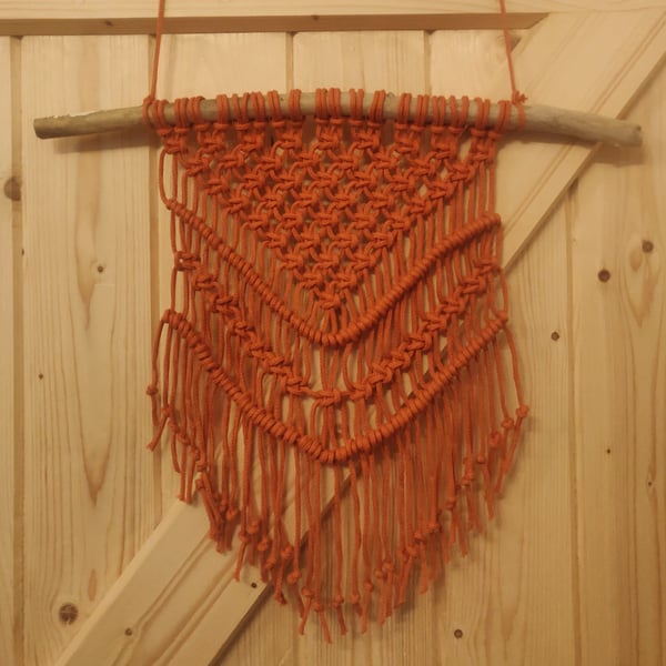 Medium orange macrame wall hanging