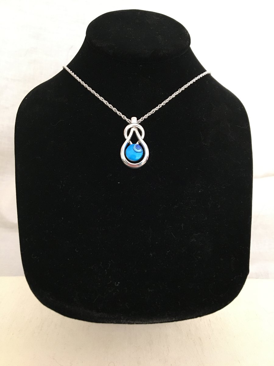 Vibrant Blue Teardrop Knot Pendant