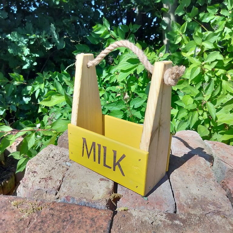 Wood Milk Caddy. Milk Carrier