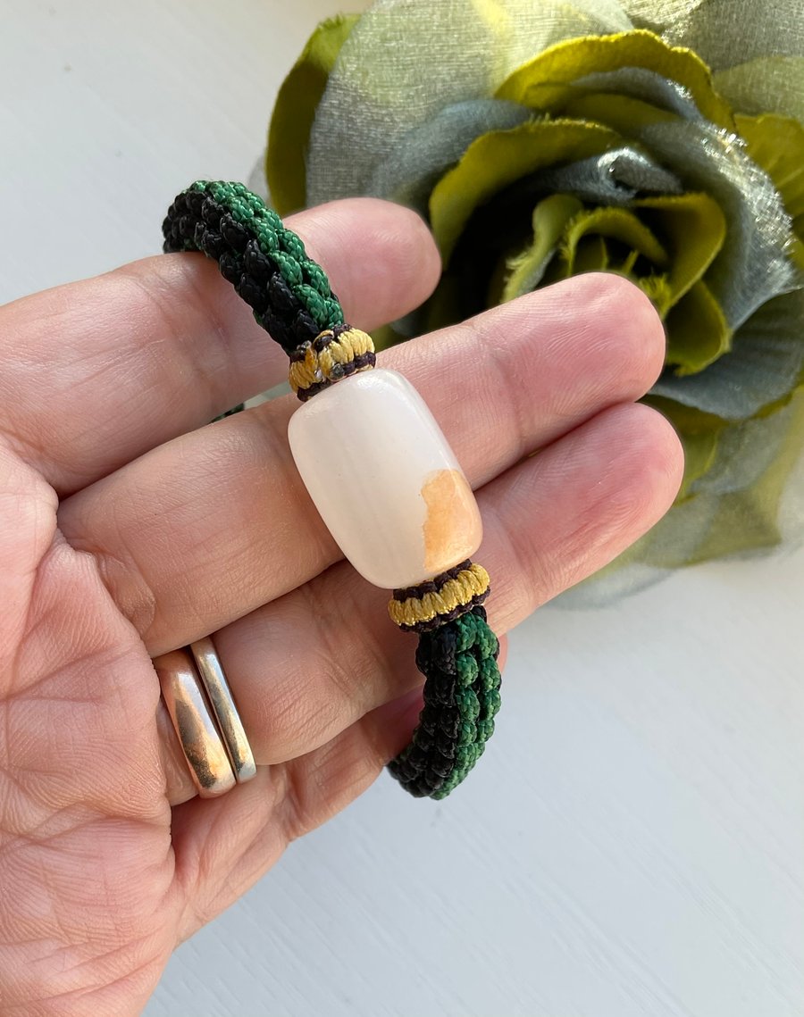 Handmade Chunky Men's Bracelet Natural Afghan Jade Bead Adjustable 20.5 - 21.5cm