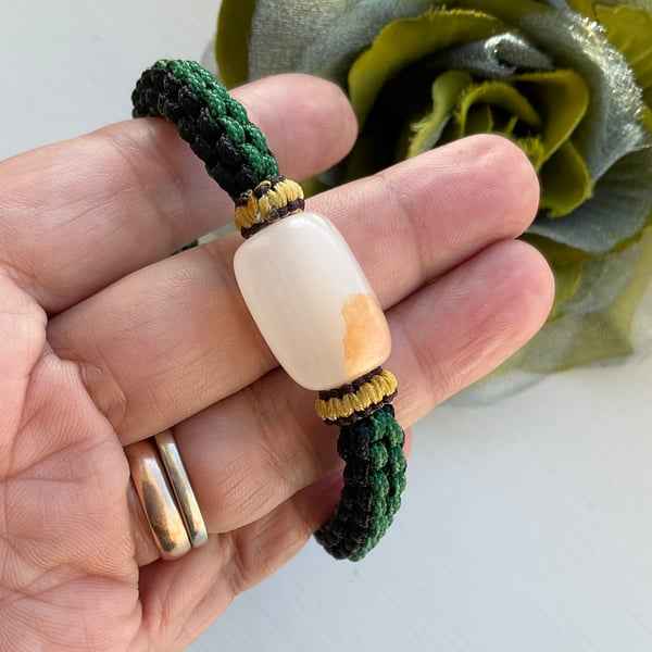 Handmade Chunky Men's Bracelet Natural Afghan Jade Bead Adjustable 20.5 - 21.5cm