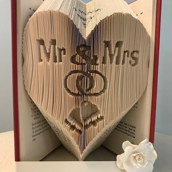 Mr & Mrs Rings and Bells Heart COMBI Book Folding Pattern - EMAILED PDF PATTERN