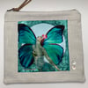 Butterfly lady velvet and linen zip pouch
