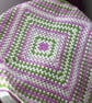 Crochet  Blanket   Granny Square  Pink Green and Cream - Image 5