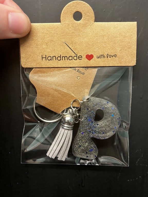 Resin Initial Keyring - P