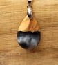 Olive wood and silver black resin pendant - free UK postage - Image 1