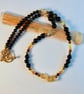 Citrine And Obsidian Necklace With Swarovski Topaz Crystals - Handmade In Devon - Image 2