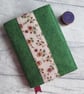 A6 'Harris Tweed®' Reusable Notebook Cover - Green with Ditsy Pansy Print - Image 1