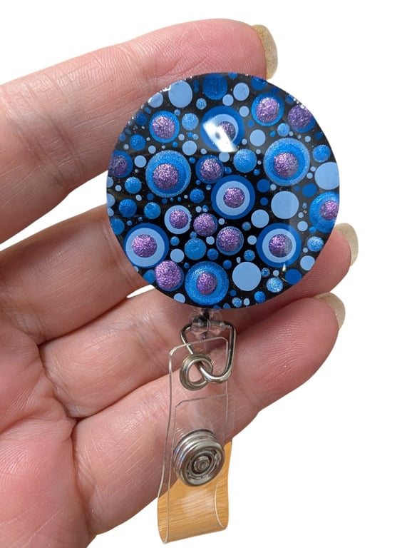 Hand painted mandala Badge Reel