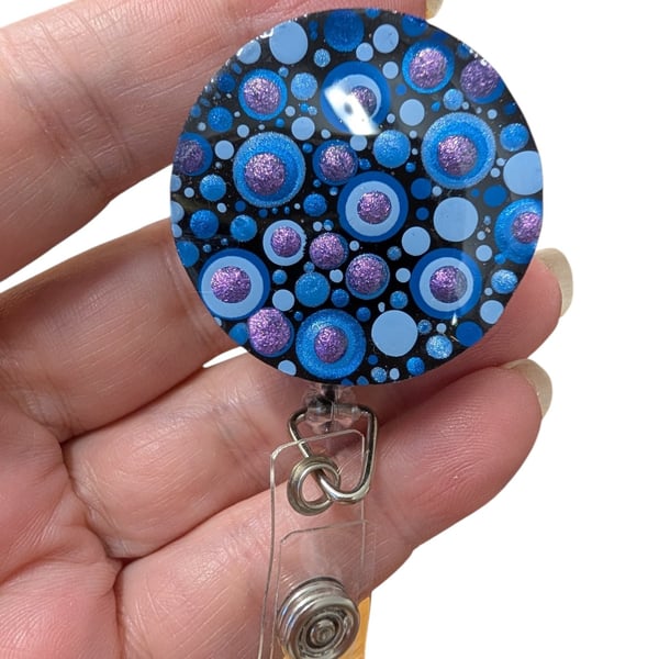 Hand painted mandala Badge Reel