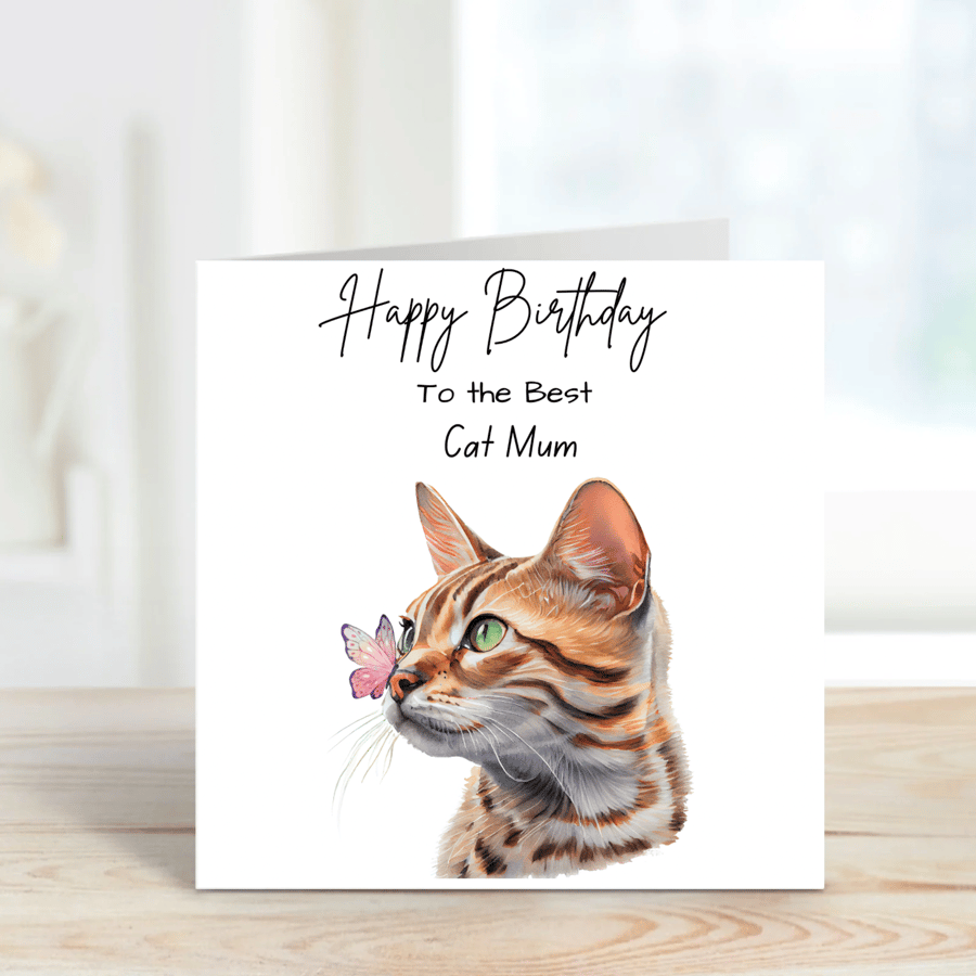 Happy Birthday to the Best Cat Mum Greetings Card, Various Cat Designs