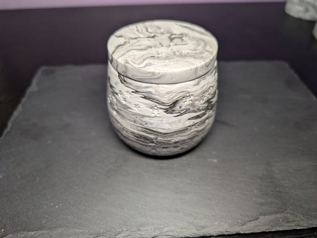 Black & White Marble Effect Starry Jar