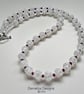 Designer White Crackle Quartz & Rhodolite Garnet Necklace  - Image 4