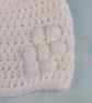 White Crochet Newborn Baby Hat with Rainbow Faux Fur Pom, 0-3 Months - Image 4