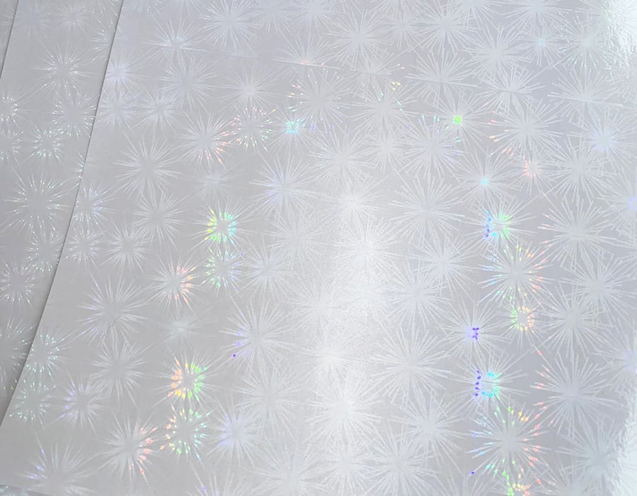 10 Sheets A4 Self Adhesive Fireworks Transparent Holographic Vinyl Overlay Sheet
