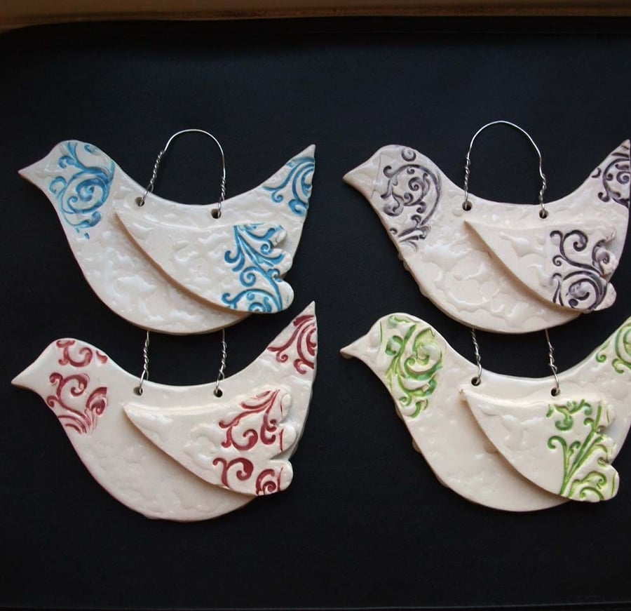 Set of 4 Ceramic bird decorations special offer