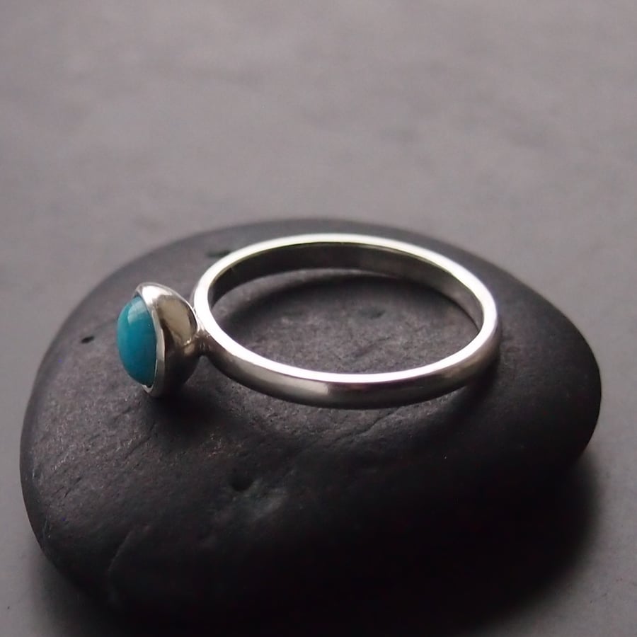 Turquoise and Silver Domed Ring