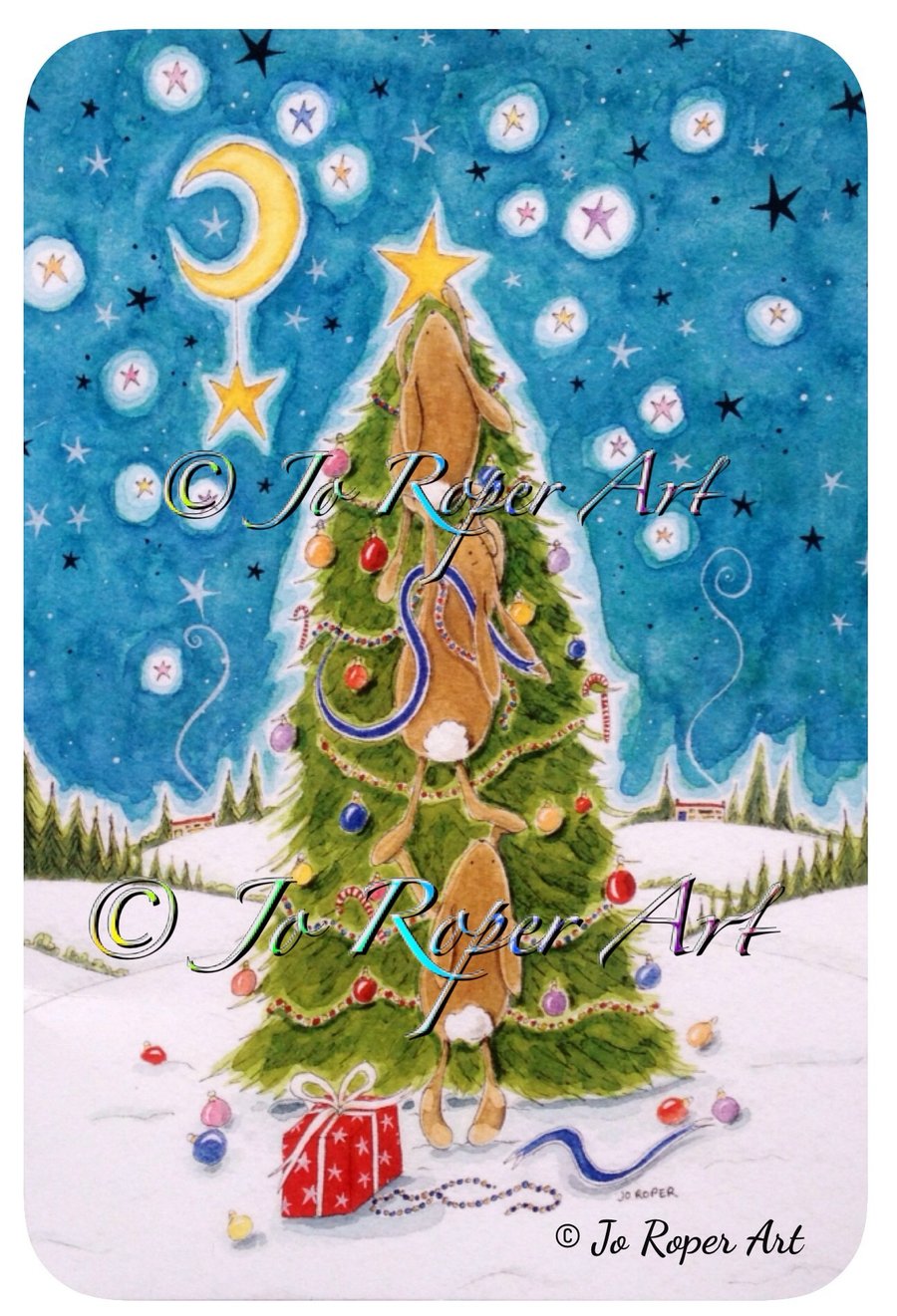 Christmas Tree & Bunnies notebook project book by Jo Roper 