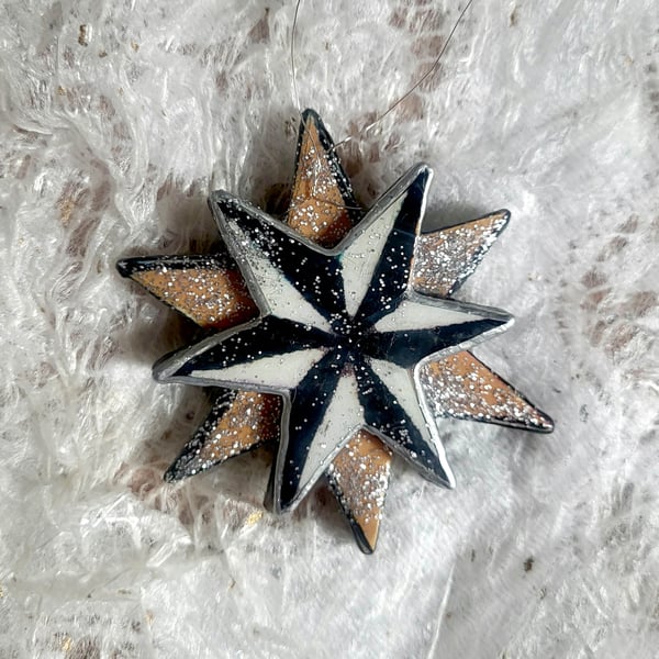 Lovely Twelve Point Layered Star Glitter Decoration Hanging Ornament EllyMental