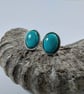 Sterling silver and Turquoise Oval Stud Earrings; December Birthstone - Image 4