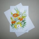 hand painted floral original art greetings card ( ref FA 140 D1 )