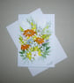 hand painted floral original art greetings card ( ref FA 140 D1 )