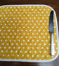 Placemat, Quilted Heat Resistant made in 100% Cotton Fabric, gold with stars - Image 1