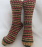 Hand-cranked Sparkly Knitted Ribbed Wool Socks Size 8 to 9