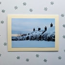 Winter Scene, Snowy Roofs Large Photo Card Size 7" x 5" (18cm x 12.5cm)