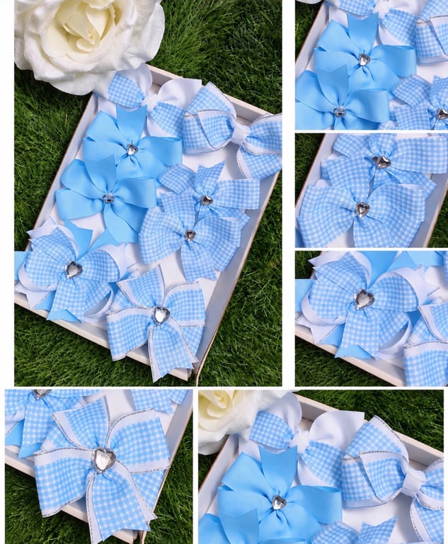 Sophia's Handmade 8-Piece School Sets- Baby Blue & White