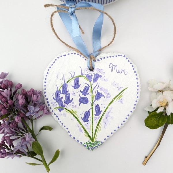 Summer Seconds Mum Bluebell slate heart decoration 