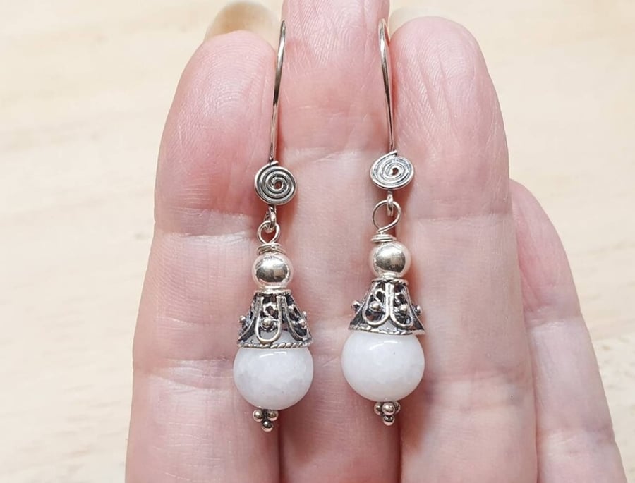 Rare blue Celestite cone earrings. Dangle Drop earring