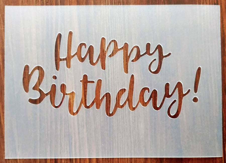 Happy Birthday! A5 Stencil Mask Reusable PP Sheet for Arts & Crafts, DIY