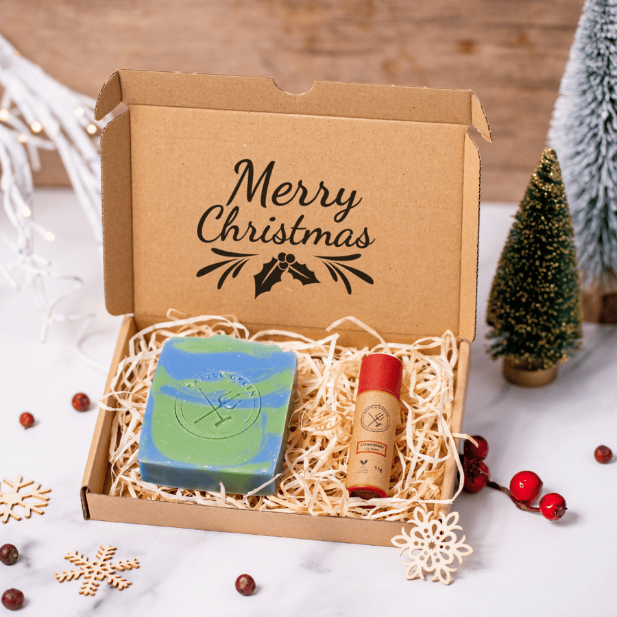 Natural Soap & Lip Balm Christmas Gift Set