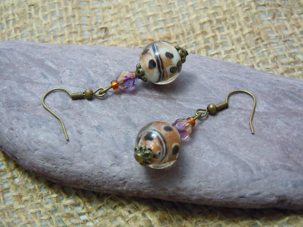 Artisan lampwork glass bead earrings