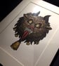 Krampus Head in Colour - Limited Edition - Linoprint - Hand Painted - Image 5