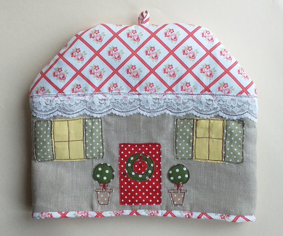 Embroidered Cottage Tea Cosy