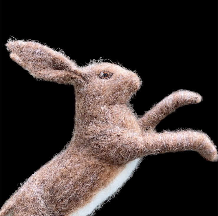 Boxing Hare model, needle felted woollen sculpt... - Folksy