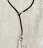 Women's Leather Y Necklace, Silver Plated Heart Pendant, Boho Jewellery - Image 4